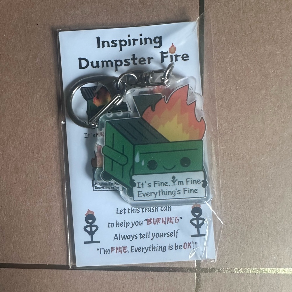 Inspiring Dumpster Fire Keychain - pick from 4